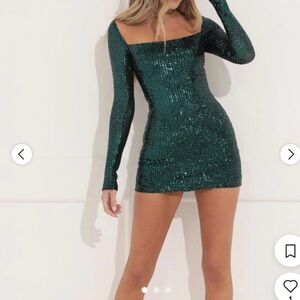 Lucy in the Sky Teal Sequin Long Sleeve Dress